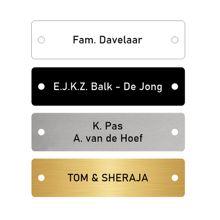 Naamplaatje BBK 100x25mm bel, briefkast of brievenbus