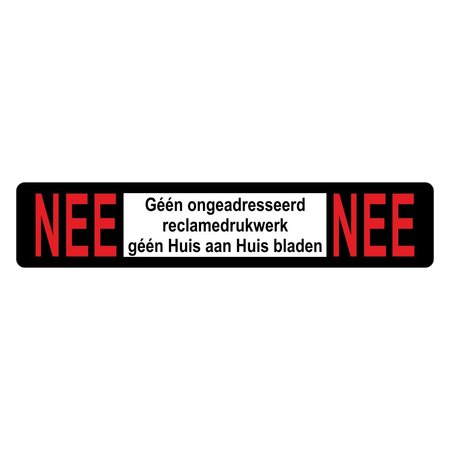 Nee-Nee plaatje 93x19mm passend in BBK postkasten