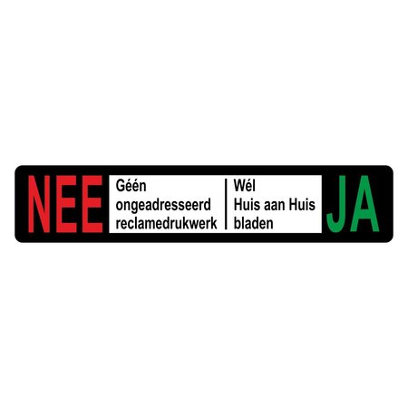 Nee-Ja plaatje 93x19mm passend in BBK postkasten