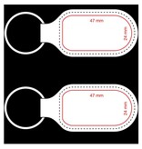 Leren of Kunstleren sleutelhangers 33x90mm met een brandlogo naar wens.