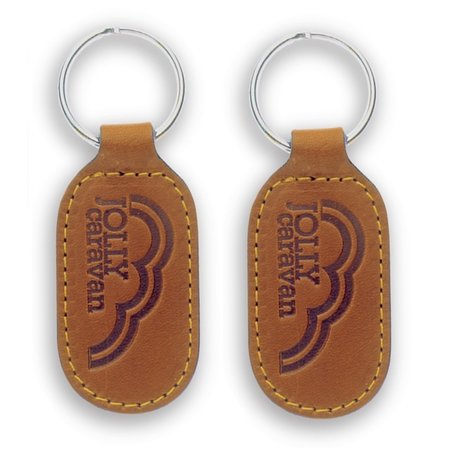 Leren of Kunstleren sleutelhangers 33x90mm met een brandlogo naar wens.