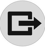Uitgang  Aluminium pictogram bordje om aan te geven waar de uitgang is, Ø75mm met tape.