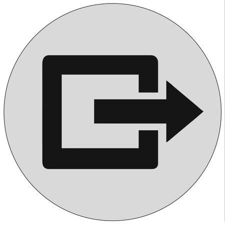 Uitgang  Aluminium pictogram bordje om aan te geven waar de uitgang is, Ø75mm met tape.