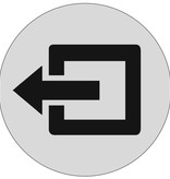 Uitgang  Aluminium pictogram bordje om aan te geven waar de uitgang is, Ø75mm met tape.