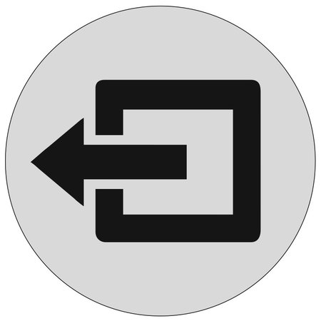 Uitgang  Aluminium pictogram bordje om aan te geven waar de uitgang is, Ø75mm met tape.
