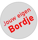Jouw eigen ontwerp of jouw eigen tekst op een  Aluminium bordje Ø75mm met tape.