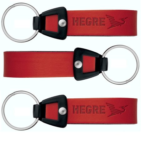 Leren of Kunstleren sleutelhangers 100x25mm met een brandlogo naar wens.  De 01278 heeft een Zwart Nylon koppelstuk + sleutelring