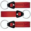 Leren of Kunstleren sleutelhangers 100x25mm met een brandlogo naar wens.  De 01278 heeft een Zwart Nylon koppelstuk + sleutelring