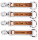 Leren of Kunstleren sleutelhangers  in 140x15mm met uw brandlogo