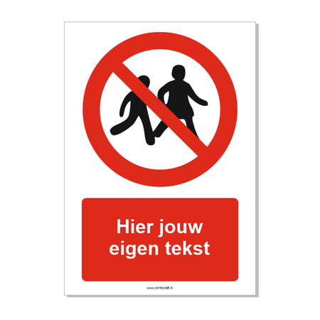Wandelen niet toegestaan bord ISO 7010 P036 met eigen tekst 21x30 cm