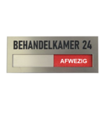 Vrij - Bezet, Aanwezig - Afwezig bordjes Acrylaat schuifbordje in RVS-Look met een koptekst naar keuze