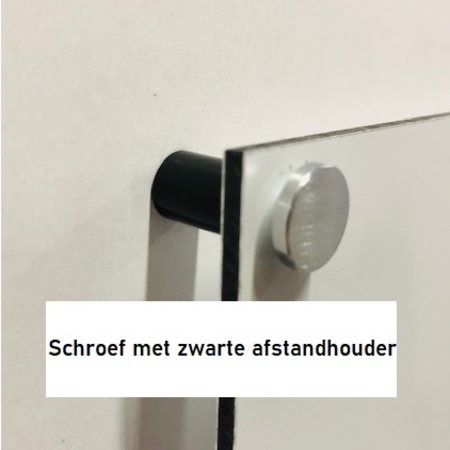 Huisnummer Phantom met het nummer in reliëf plexiglas op RVS-Look Acrylaat in 95x95x4,5mm
