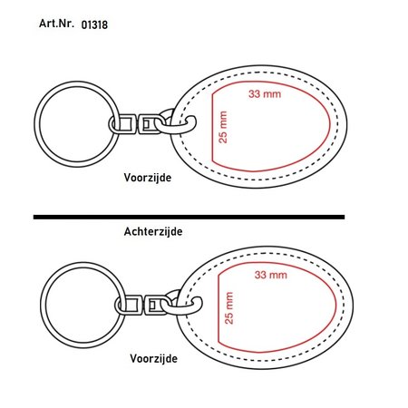Leren of kunstleren sleutelhanger met jouw logo. Sleutelhanger is 35x90mm