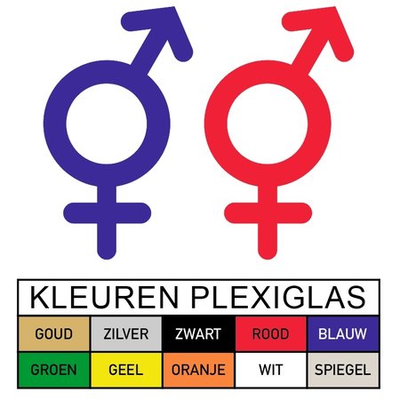 Plexiglas WC pictogram of Symbool Man & Vrouw