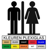 Plexiglas Toiletbordje of Pictogram Man & Vrouw in 10 kleuren beschikbaar
