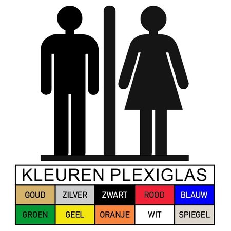 CombiCraft Plexiglas Toiletbordje of Pictogram Man & Vrouw in 10 kleuren beschikbaar