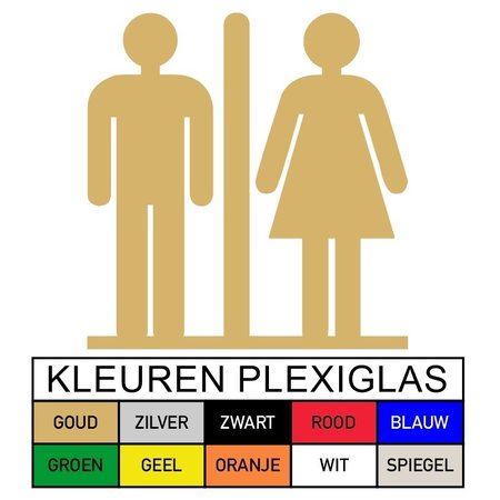 CombiCraft Plexiglas Toiletbordje of Pictogram Man & Vrouw in 10 kleuren beschikbaar