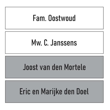 Kunststof Naamplaatje 82½ x 19,7mm Oostwoud 0129.T028  passend in  Oostwoud systemen