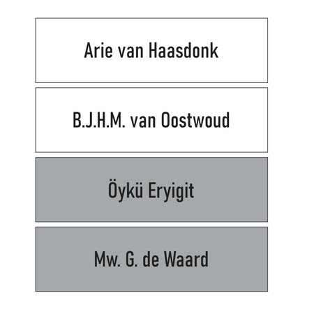 Kunststof naamplaatje 90x25x1,6mm passend in Oostwoud systemen (Art. nr. 0129.T013)