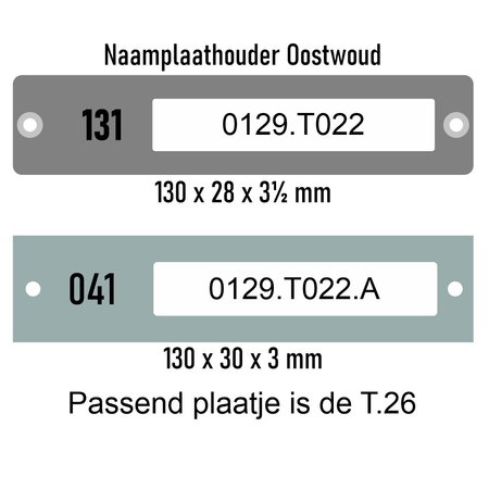 CombiCraft Naamplaatje T.26 Oostwoud 80x18mm bel, briefkast of brievenbus