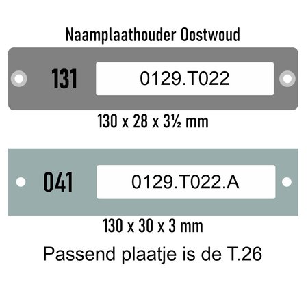 Naamplaatje T026 Oostwoud 80x18mm bel, briefkast of brievenbus