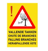 Bordje - Attentie, Vallende takken in 4 talen in 21x30cm (Nederlands, Frans, Engels en Duits)