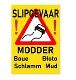 Bordje - Slipgevaar Modder in 5 talen in 21x30cm (Nederlands, Frans, Pools, Duits en Engels)
