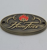 Brons gegoten dikker Logo-plaatje/merkje  in reliëf met 1 steunkleur in 50x32mm