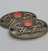 Brons gegoten dikker Logo-plaatje/merkje  in reliëf met 1 steunkleur in 50x32mm