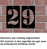 Acrylaat Huisnummer of Deurnummer met uitgespaard nummer  (2 karakters)