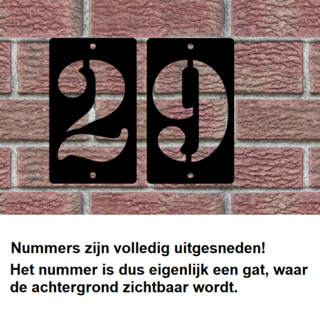 Acrylaat Huisnummer of Deurnummer met uitgespaard nummer  (2 karakters)