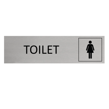 CombiCraft Aluminium Deurbordje Toilet met vrouw symbool 165x45mm met tape