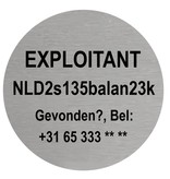 Lichtgewicht Droneplaatje met Exploitantnummer in  Aluminium.