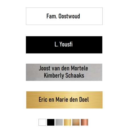 Naamplaatje T026 Oostwoud 80x18mm bel, briefkast of brievenbus
