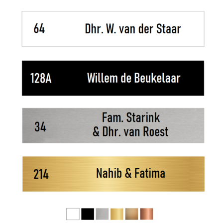 Naamplaatje T.06 & T.018 Oostwoud 108x21x1,6mm voor bij bel, briefkast of brievenbus