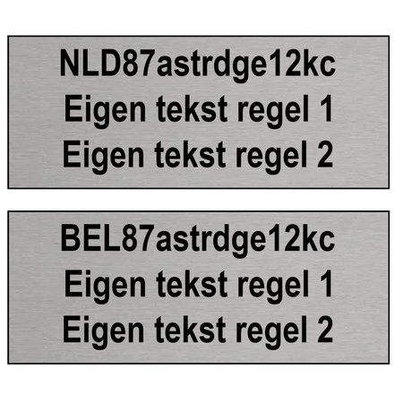 Rechthoekig Droneplaatje met Exploitantnummer in  Aluminium. 50x20mm