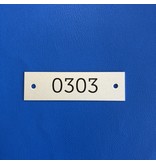 Nummerplaatjes Aluminium Zilver 70x20mm Rechthoek ½mm dik met bedrukking en 2 gaatjes