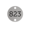 Nummerplaatjes Aluminium Zilver Rond ½mm dik met zwarte gravering en 2 gaatjes boven en onder