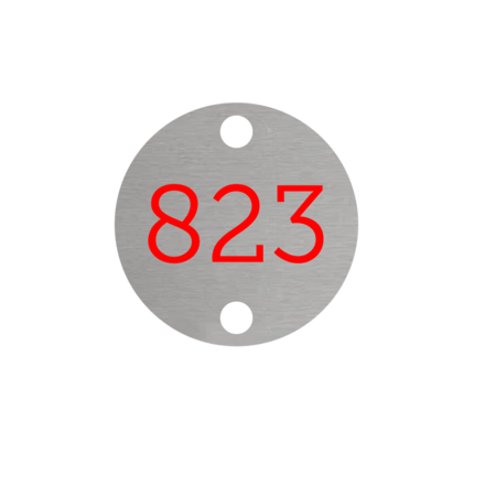 Nummerplaatjes Aluminium Zilver Rond ½mm dik met gekleurde bedrukking en 2 gaatjes boven en onder