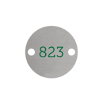 Nummerplaatjes Aluminium Zilver Rond ½mm dik met gekleurde bedrukking en 2 gaatjes links en rechts