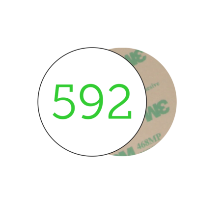 Nummerplaatjes Aluminium Wit Ø30mm Rond ½mm dik met gekleurde bedrukking en tape