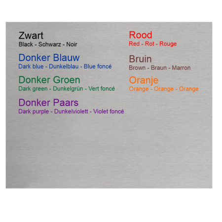 Nummerplaatjes Aluminium Zilver Ovaal ½mm dik met gekleurde bedrukking en 2 gaatjes links en rechts