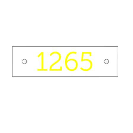 Nummerplaatjes Aluminium Wit 70x20mm Rechthoek ½mm dik met bedrukking en 2 gaatjes