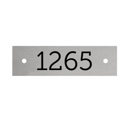 Nummerplaatjes Aluminium Zilver 70x20mm Rechthoek ½mm dik met zwarte gravering en 2 gaatjes