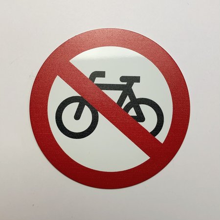 Verboden voor fietsen bordje Aluminium Ø75mm met tape