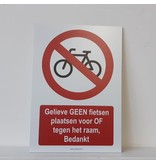 CombiCraft Fietsen verboden bord met eigen tekst 21x30 cm