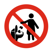 Graag niets in de WC werpen symboolbordje