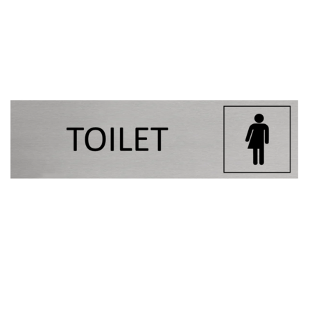 CombiCraft Aluminium Deurbordje Toilet met genderneutraal symbool 165x45mm met tape