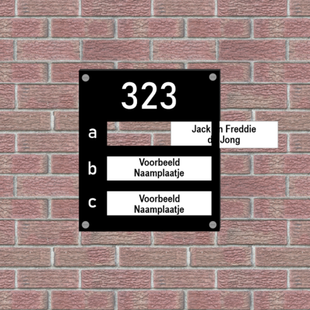 Grote Kunststof Naamplaathouder met 4 boorgaten en plek voor drie naamplaatjes