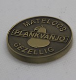 Brons gegoten Ø35mm rond en dikker Logo-plaatje/merkje  in reliëf.